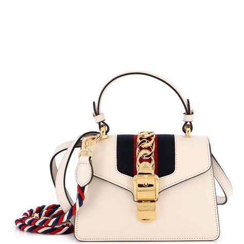 gucci sylvie white bag|Gucci sylvie top handle bag.